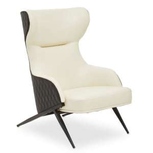 Kievy Faux Leather Upholstered Armchair In Ivory