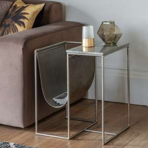 Kildare Grey Marble Top Side Table With Silver Frame
