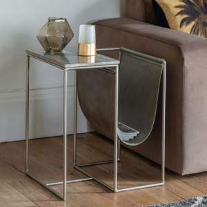 Kildire Grey Marble Top Side Table With Magazine Rack