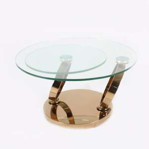 Kilmer Rotating Glass Coffee Table Round With Rosegold Base
