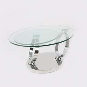 Kilmer Rotating Glass Coffee Table Round With Silver Base