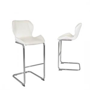 Kimberly Bar Stools In White Faux Leather In A Pair