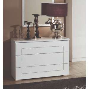 Kinsella Wooden Chest Of Drawers In Laquered White Gloss