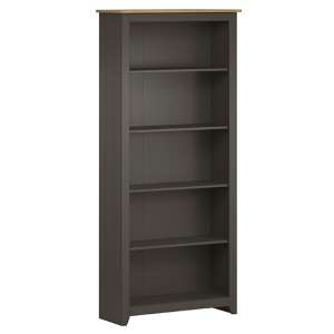 Kang Tall Wooden 4 Shelves Bookcase In Carbon And Pine
