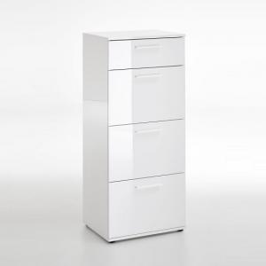 Klara Chest Of Drawers Tall In White High Gloss With 4 Drawers