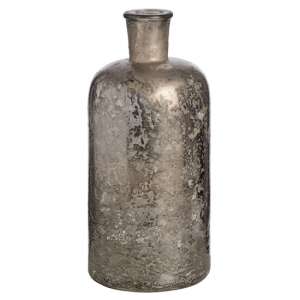 Kloria Glass Bottle Decorative Vase In Antique Silver