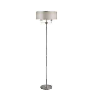 Knightsbridge 3 Bulb Floor Lamp In Satin Silver With Silk Shade