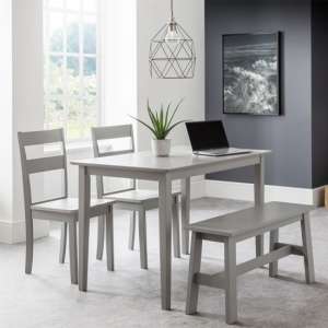 Kalare Lajitar Grey Wooden Dining Table With Bench And 2 Chairs
