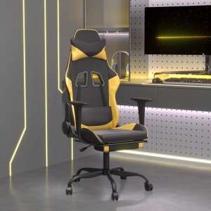 Kodiak Faux Leather Massage Gaming Chair In Black And Gold