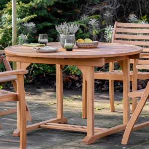 Komaya Outdoor Extending Wooden Dining Table In Oak