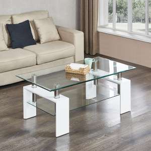 Kontrast Coffee Table In Clear Glass With White High Gloss Legs