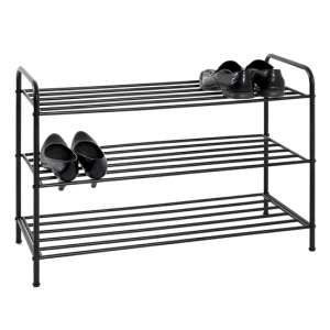 Kosice Metal 3 Shelves Shoe Rack In Black