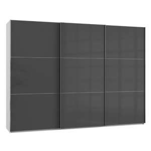Koyd Wooden Sliding Wardrobe In Grey And White 3 Doors