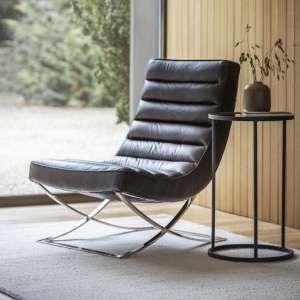 Kramer Leather Lounge Chair In Black With Metal Frame