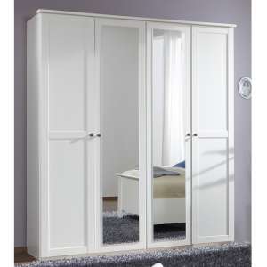 Krefeld Mirrored Wardrobe In White With 4 Doors