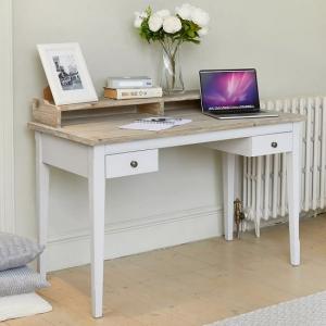 Krista Wooden Computer Desk In Grey With 2 Drawers