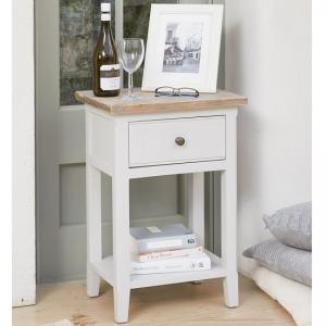 Krista Wooden Lamp Table In Grey With 1 Drawer