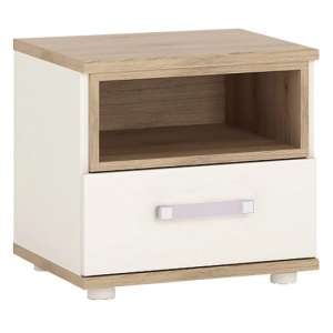 Kroft Wooden Bedside Cabinet In White High Gloss And Oak