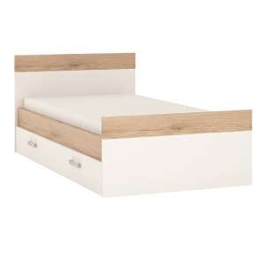 Kroft Wooden Single Bed With Drawer In White High Gloss And Oak