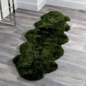 Ladson Double Sheepskin Rug In Olive Green