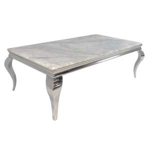 Lael Marble Coffee Table In Grey With Chrome Metal Base