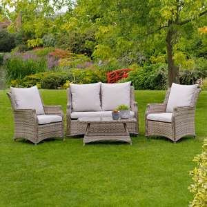 Laith Outdoor Lounge Set With Coffee Table In Wheat