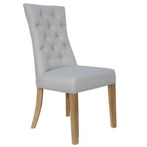 Lakeside Fabric Buttoned Curved Dining Chair In Natural