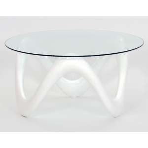 Lanica Clear Glass Coffee Table With White Base