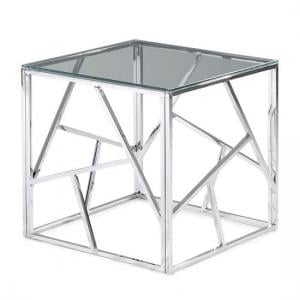 Keele Glass Side Table With Polished Stainless Steel Frame