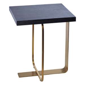 Lana Rectangular Wooden Side Table In Black And Gold