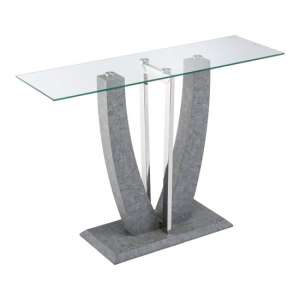 Lanlos Clear Glass Console Table With Concrete Look Base
