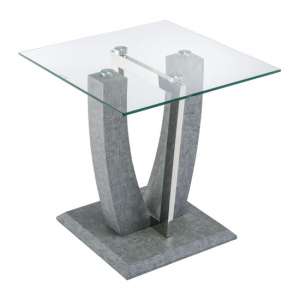 Lanlos Clear Glass Lamp Table With Concrete Look Base