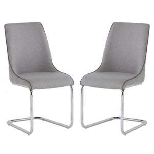 Lanlos Light Grey Fabric Dining Chair In A Pair