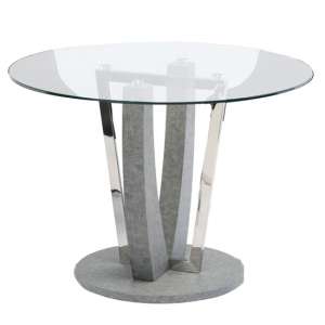 Lanlos Round Glass Dining Table With Concrete Effect Base