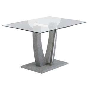 Lanlos Small Glass Dining Table With Concrete Effect Base