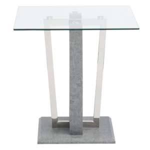 Lanlos Square Glass Dining Table With Concrete Effect Base