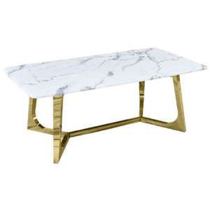 Lanica Marble Coffee Table With Gold Metal Base