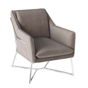 Langore Velvet Fabric Lounge Chair In Mink