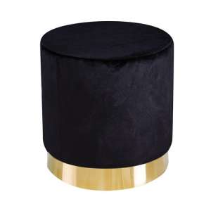 Lewes Velvet Pouffe In Black