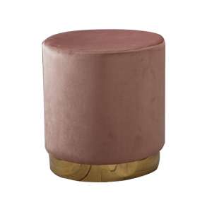 Lewes Velvet Pouffe In Dusty Pink