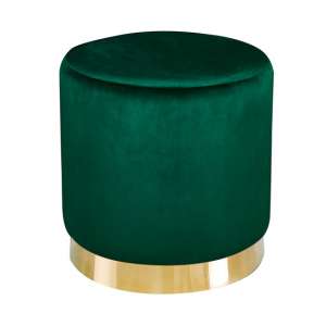 Lewes Velvet Pouffe In Forest Green