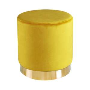 Lewes Velvet Pouffe In Yellow