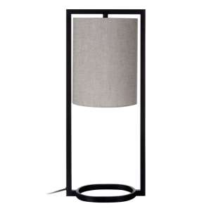 Larapino Grey Fabric Shade Table Lamp With Black Metal Base
