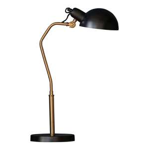 Largo Task Table Lamp In Satin Black And Aged Brass