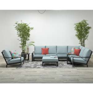 Largs Fabric Corner Lounge Set With Armchair In Mint Grey
