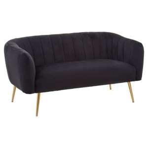 Larrisa Upholstered Velvet 2 Seater Sofa In Black