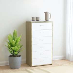 Larson Wooden Chest Of 6 Drawers In White And Sonoma Oak