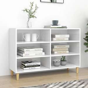 Larya High Gloss Bookcase With 6 Shelves In White