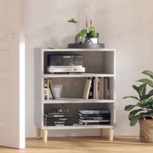 Larya Wooden Bookcase With 3 Shelves In Concrete Effect