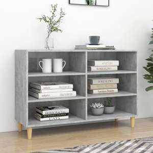 Larya Wooden Bookcase With 6 Shelves In Concrete Effect